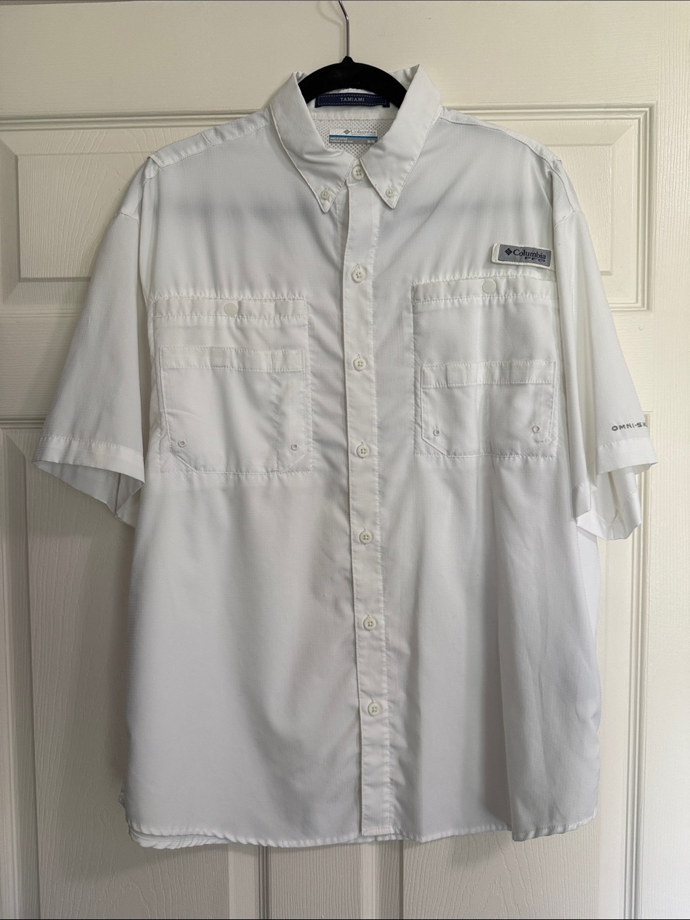Columbia Tamiami White Short-Sleeve Button-Down Fishing Shirt